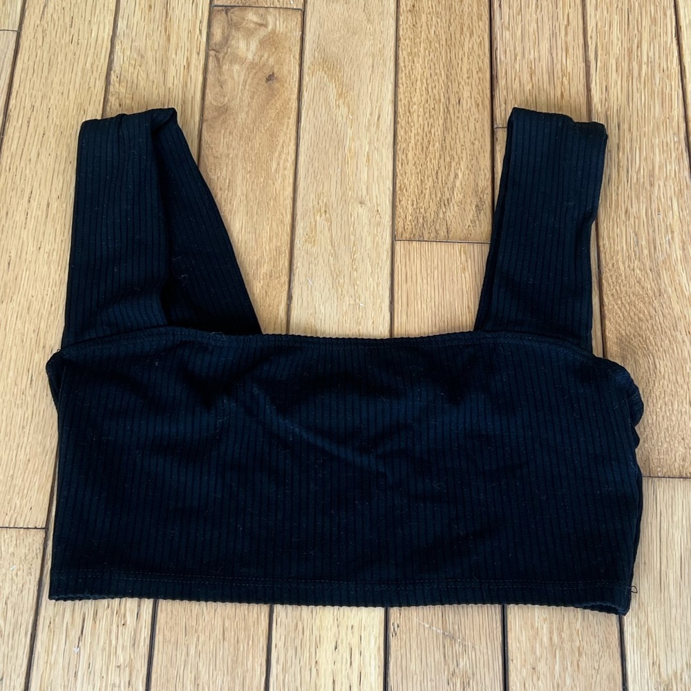 Reformation Wide-Strap Bandeau Bra Top in Black